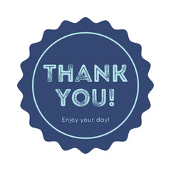 Thank You Sticker round label blue