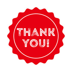 Thank You Sticker round label red