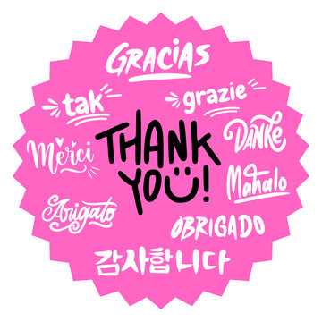 Thank You Sticker round label international