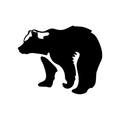 silhouette of a bear black and white | Vector of a bear | Illustration black and white 