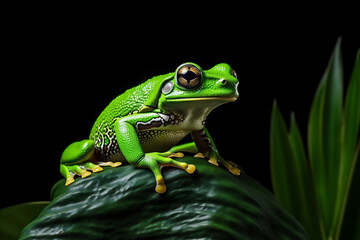 Naklejka premium green eyed frog in close up