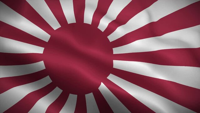 Naval Ensign of Japan flag waving animation, perfect loop, official colors, 4K video