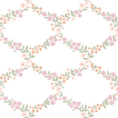 Spring floral cottage core seamless pattern. Vector garden pastel tiny flowers print in vintage romantic style.