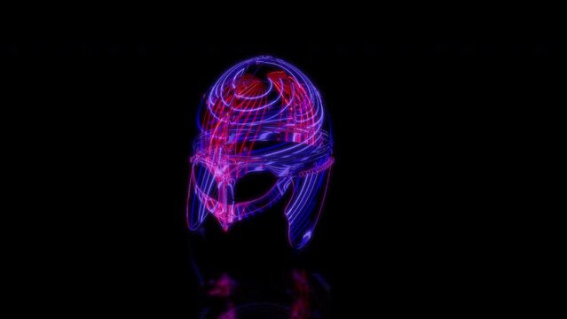 Rendering 3D animation, Spangenhelm helmet PL model on a black background