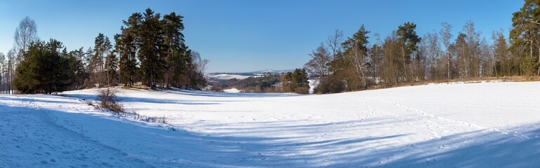 Bohemian and Moravian highland landscape, winter view