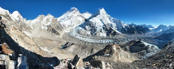 Papier Peint photo Lhotse Panoramic view of mount Everest and mt. Nuptse