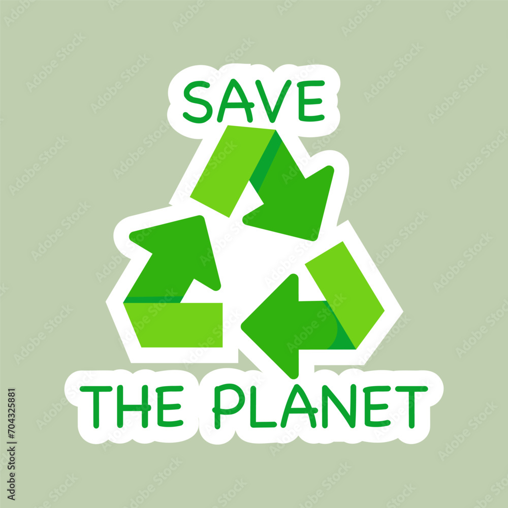 Wall mural recycling symbol. vector ecology sticker - save the planet. earth day environmental sticker.