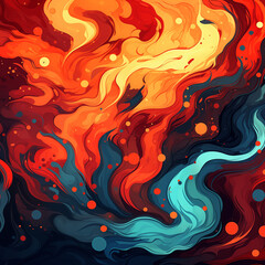 Abstract Fusion Fire and Water Swirls Vivid Colors Background Wallpaper