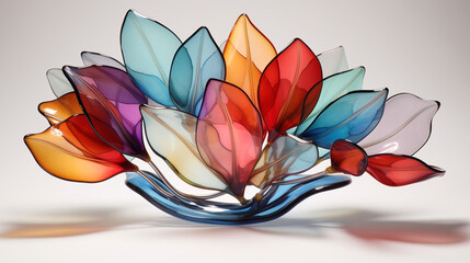 Glass Petal Symphony Stained Glass Botanical Abstract Background Wallpaper