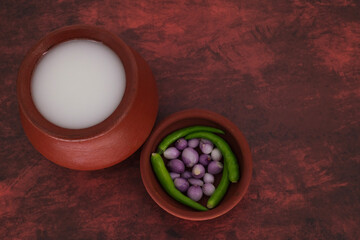 Boiled rice soaked overnight with water and served with buttermilk as breakfast called palaya soru kanji in south india.