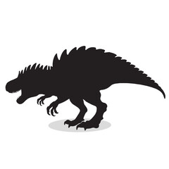 Fototapeta premium Dinosaur silhouettes and icons. Black flat color simple elegant white background Dinosaur animal vector and illustration.