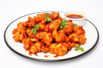 Indian food cauliflower wings on white background