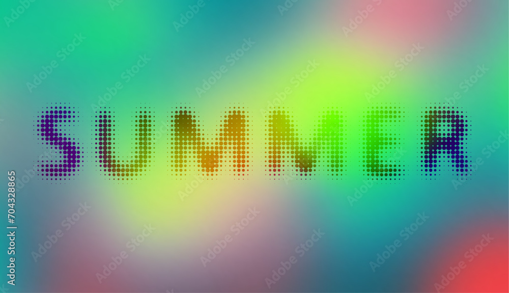 Poster Soft gradient background for any design. Halftone lettering Summer. Vector image.