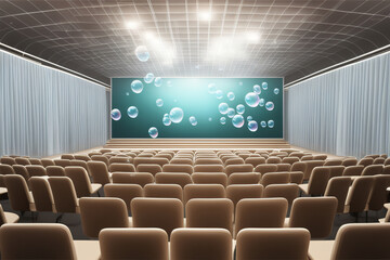 Universit&auml;t  H&ouml;rsaal mit schwebenden transparenten Blasen