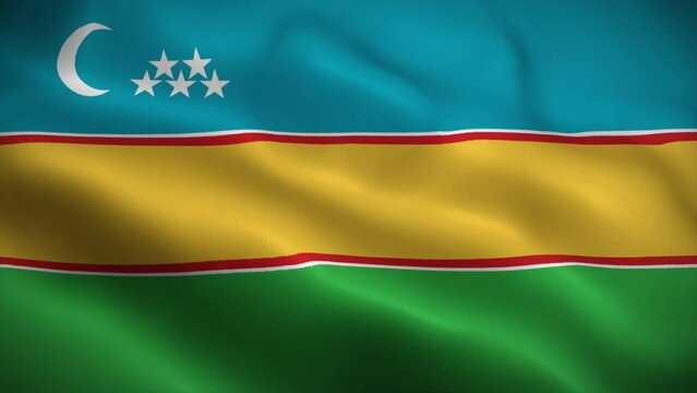 Karakalpakstan flag waving animation, perfect loop, official colors, 4K video