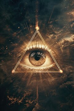 An image of an all seeing eye in the sky. Can be used to depict surveillance, mysticism, or spirituality.