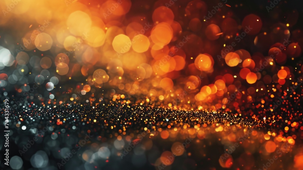Poster Blurry image with lights on a dark background. Can be used to create a mysterious or dreamy atmosphere