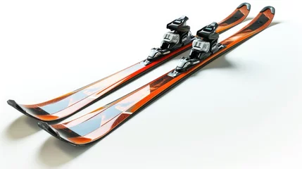 Fotobehang Two skis stacked on top of each other. Perfect for winter sports enthusiasts or ski equipment advertisements © Fotograf