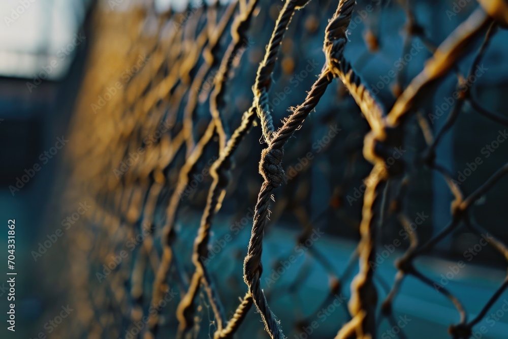 Aufkleber A detailed view of a chain link fence, highlighting its texture and pattern. This image can be used to depict security, boundaries, or urban environments