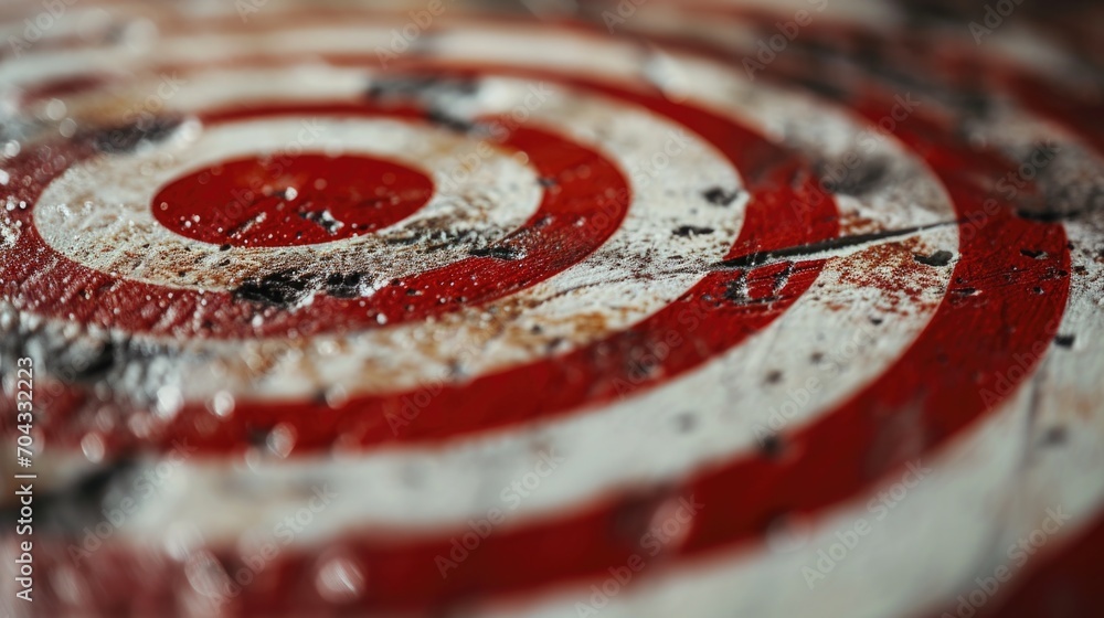 Poster A close-up view of a red and white target. This image can be used for various purposes