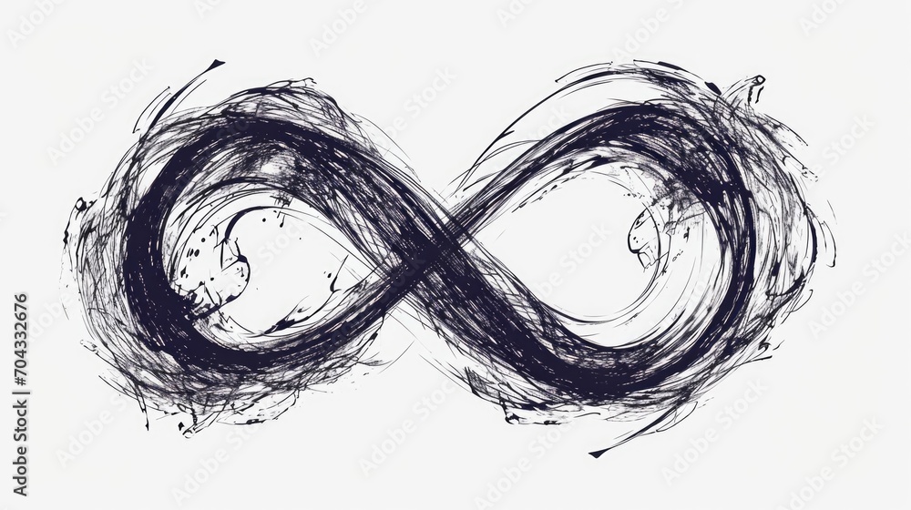 Poster a black and white drawing of the infinite sign. can be used for various design purposes
