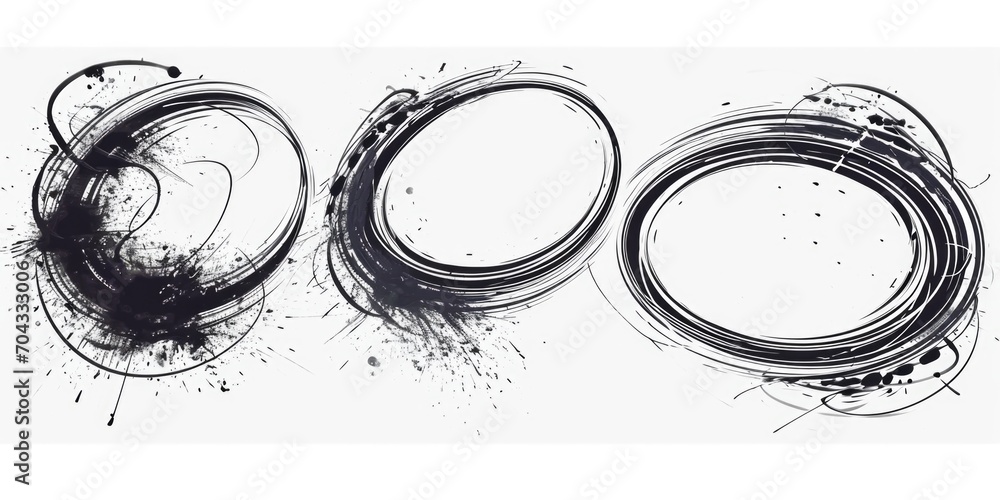 Poster A black and white drawing depicting multiple circles. Suitable for various artistic and design projects