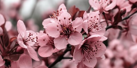 A close-up photograph of a bunch of pink flowers. This vibrant image captures the delicate beauty of the flowers. Perfect for use in nature-themed designs or as a background for greeting cards