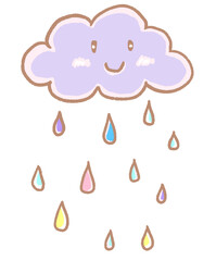 Cute colorful rain and cloud cartoon.