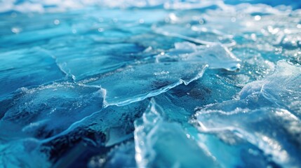 A close up shot of a bunch of ice on a body of water. Perfect for winter-themed designs or illustrations - Powered by Adobe