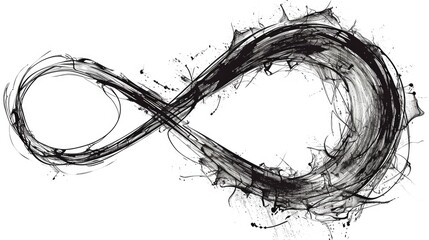 A black and white drawing of an infinite sign. Suitable for various creative projects - obrazy, fototapety, plakaty