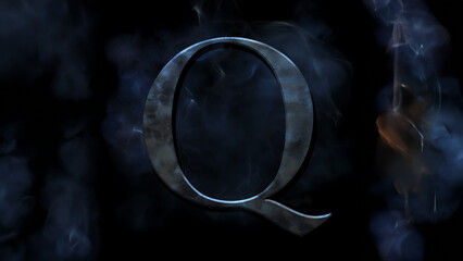 Buchstabe Q als Synonym für eine Verschwörungstheorie Q ANON, ai generativ - obrazy, fototapety, plakaty