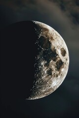 A picture of the moon shining brightly in the dark sky. Can be used to depict nighttime, astronomy, or celestial themes