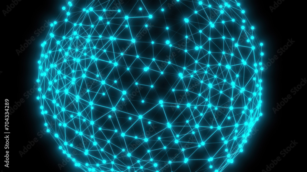Poster connection dots sphere. computer generated render