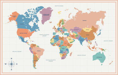 World Map Background With Country Name