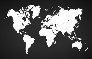 Fototapeta na wymiar Black And White World Map Background