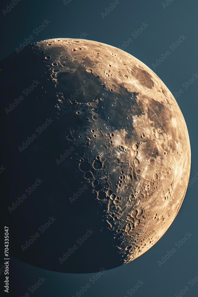 Aufkleber A picture of the moon shining brightly against a vibrant blue sky. Perfect for astronomy enthusiasts or to create a calming atmosphere in design projects