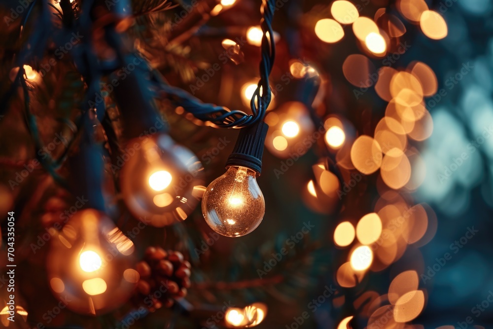 Aufkleber A picture of a tree adorned with a bunch of lights. Suitable for various festive occasions