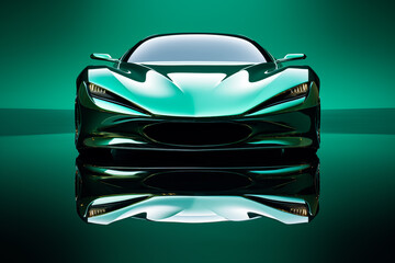 The futuristic a green sports car on a green background