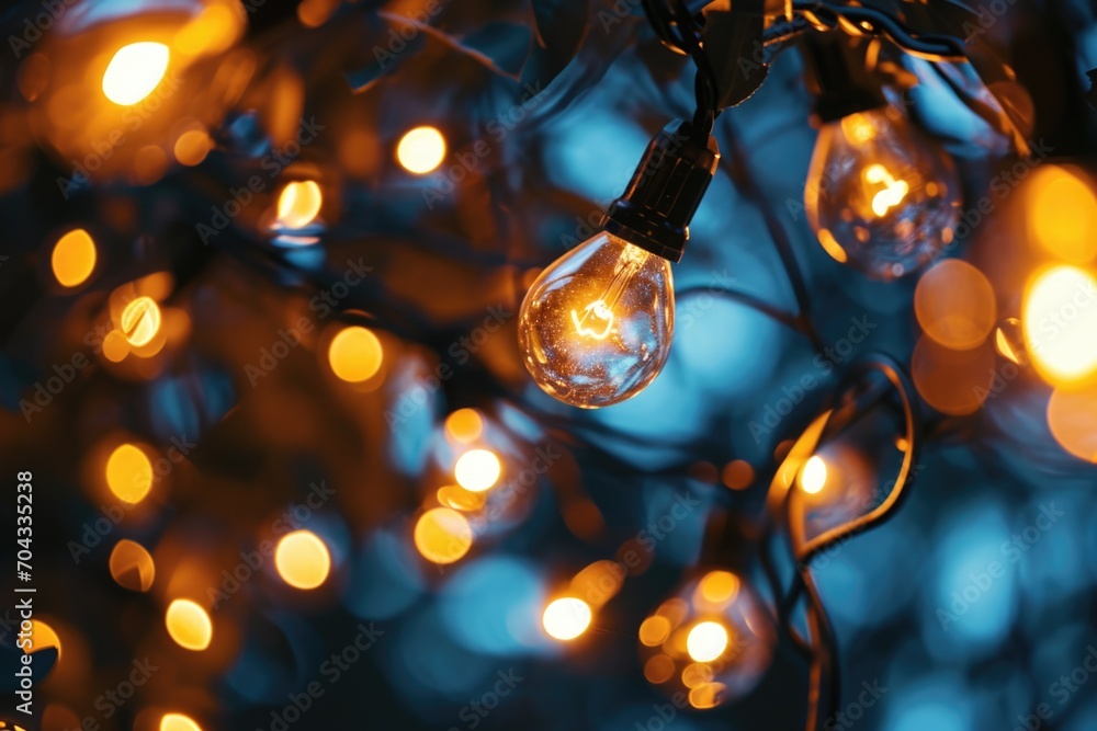 Aufkleber A picture of a tree adorned with a beautiful bunch of lights. Perfect for adding a touch of festivity to any occasion