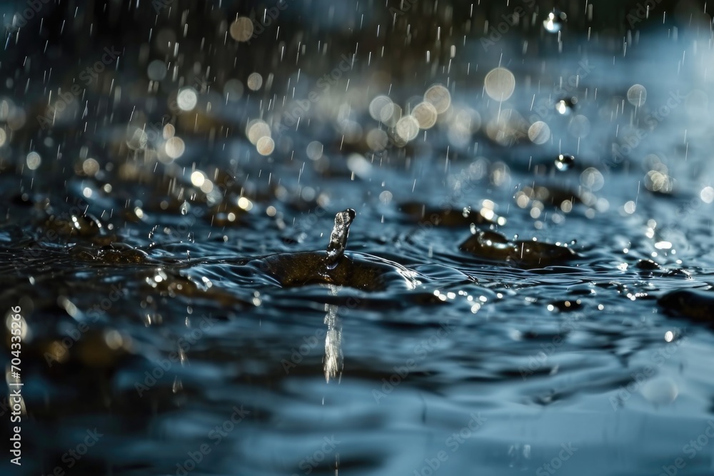 Poster Clear and detailed close-up of water with rocks in the background. Perfect for nature-themed projects or designs requiring a serene and calming element