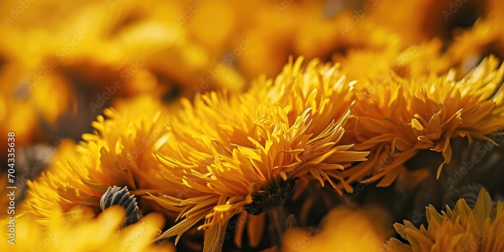 Poster a beautiful bunch of yellow flowers in a field. perfect for adding a touch of nature to any project