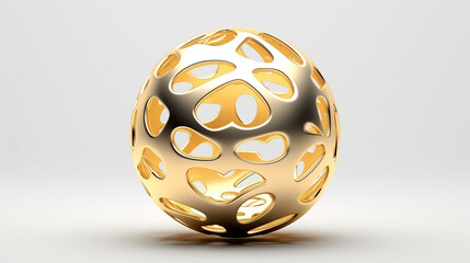 golden sphere transparent background 3d rendering on white background