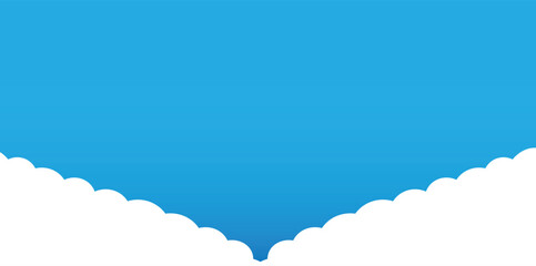 Clouds wide border on blue background. Panorama for banner, template. Vector illustration - obrazy, fototapety, plakaty