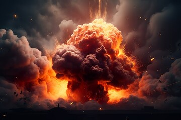 Smoke and physical structure explode in fiery destruction background image smoke and fire image - obrazy, fototapety, plakaty