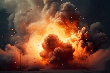 Smoke and physical structure explode in fiery destruction background image smoke and fire image - Powered by Adobe