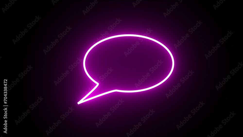 Poster glowing chat message. speech bubble icon. text message line icon. chat comment sign. speech bubble s