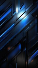 abstract black and blue background with geometric shapes and strong lines - metallic light technology social media wallpaper