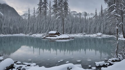 Winter in the mountains Snow Lake