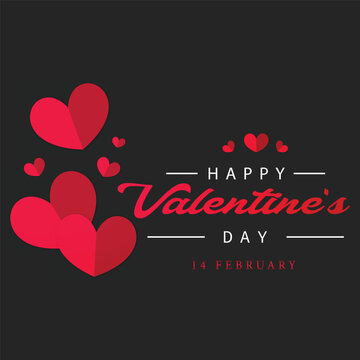 Valentines day background with heart and typography of happy valentines day text vector