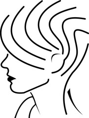 Beauty Woman Icon, Hand Drawn, Single Line Logo Design
